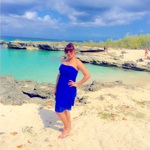 David’s Bridal royal blue dress mint worn 1x only size 10 - Picture 3 of 6